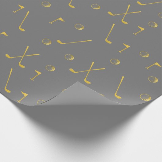 Papier Cadeau Elégant Gold Motif Golfer Grey (Coin)