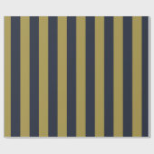 Papier Cadeau Elégant Gold & Navy Blue Vertical Stripes (Plat)