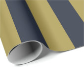 Papier Cadeau Elégant Gold & Navy Blue Vertical Stripes (Coin rond)