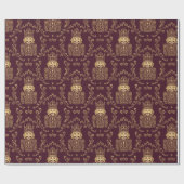 Papier Cadeau Elegant Gold Nutcracker Christmas Damask (Plat)