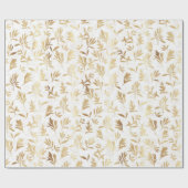 Papier Cadeau Élégant Gold Olive branche Motif blanc (Plat)