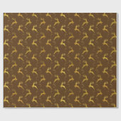 Papier Cadeau Élégant Gold Reindeer Brown Noël (Plat)