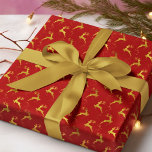 Papier Cadeau Élégant Gold Reindeer Red Christmas<br><div class="desc">Un emballage cadeau de Noël classique et élégant avec un motif en silhouette de rennes d'or sur un arrière - plan rouge pourpre. Papier d'emballage cadeau décoratif parfait pour tous vos cadeaux de vacances.</div>