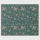 Papier Cadeau Élégant Gold Snowflakes Green Holiday (Plat)
