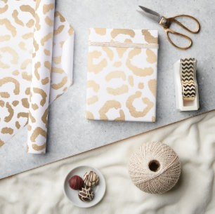 Papier Cadeau Elegant Gold White Leopard Cheetah Animal Print