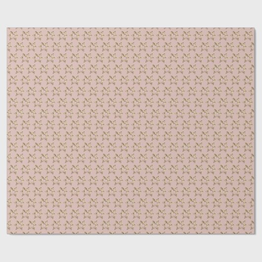 Papier Cadeau Elégant Golden Stars Christmas Rose Rose Gold (Plat)