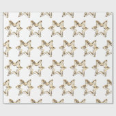 Papier Cadeau Elégant Golden Stars Motif Noël blanc (Plat)