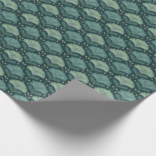 Papier Cadeau Elegant Green Botanical Pattern (Coin)