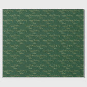 Papier Cadeau Elegant Green Gold Happy Birthday PersonalizedGift (Plat)