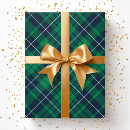Papier Cadeau Elegant Green Plaid Pattern