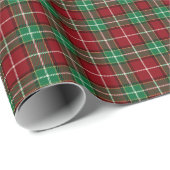 Papier Cadeau Elegant green & red tartan plaid Personalized (Coin rond)