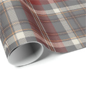 Papier Cadeau Elegant Grey | Red | À damiers Plaid beige (Coin rond)