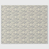 Papier Cadeau Élégant Gris Clair Et Crème Floral Damas (Plat)