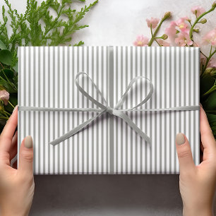 Papier Cadeau Elégant Gris et Blanc mince bandes