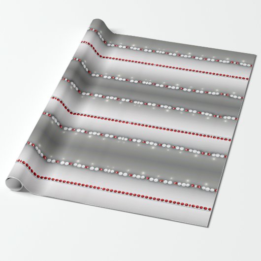 Papier Cadeau Elégant Gris Moderne, Rouge, Blanc Garland Envelop (Déroulé)