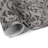 Papier Cadeau Élégant gris victorien (Coin rond)
