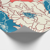 Papier Cadeau Elegant hand drawn Floral pattern, Garden flowers. (Coin)