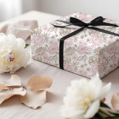 Papier Cadeau Elegant Hand-Drawn Peony & Leaf Floral Pattern