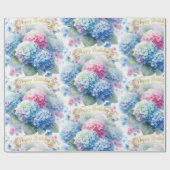 Papier Cadeau Elegant Happy Birthday Hydrangea Floral  (Plat)