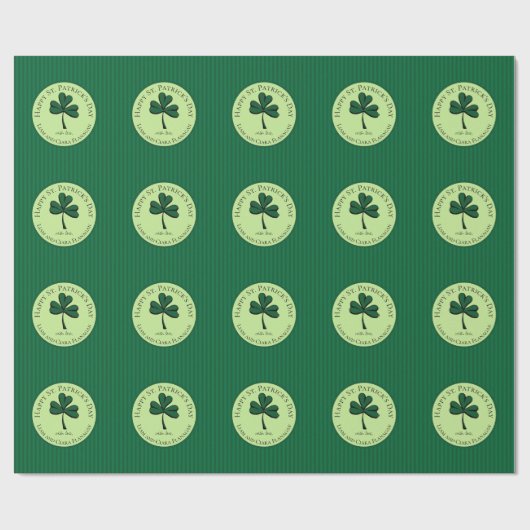 Papier Cadeau Elégant Happy St Patrick's Day Clover vert (Plat)
