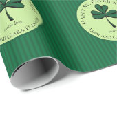 Papier Cadeau Elégant Happy St Patrick's Day Clover vert (Coin rond)