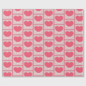 Papier Cadeau Élégant Heureuse Sainte-Valentin de coeur rose élé (Plat)