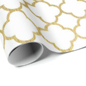 Papier Cadeau Elégant Hexagon d'or Abstrait Mariage Motif Wrap (Coin rond)