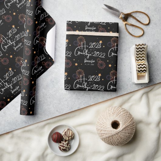 Papier Cadeau Élégant Hi 20XX Adieu 20XX Nouvel An Noir (Artisanat)