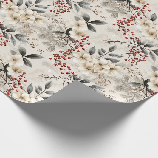 Papier Cadeau Elégant hiver Flora Festive Wrap Design (Coin)