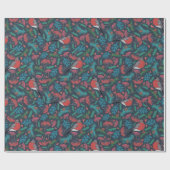 Papier Cadeau Elégant hiver Pine Boughs & Robins (Plat)