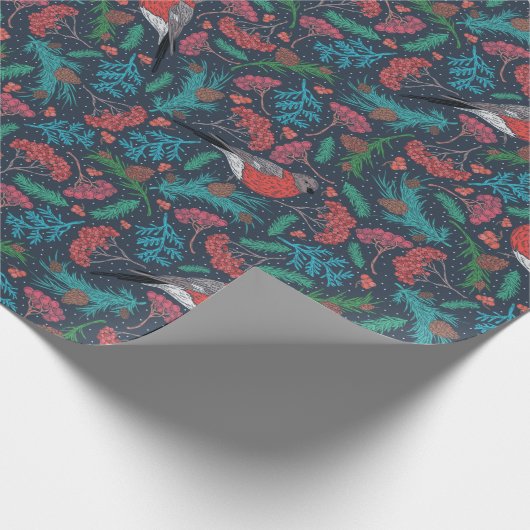 Papier Cadeau Elégant hiver Pine Boughs & Robins (Coin)