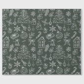 Papier Cadeau Elegant Holiday Doodles Wrapping Paper (Plat)