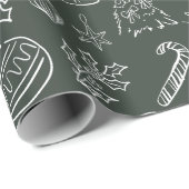 Papier Cadeau Elegant Holiday Doodles Wrapping Paper (Coin rond)