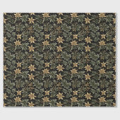Papier Cadeau Elegant Holiday Foliage Wrapping Paper on Black (Plat)