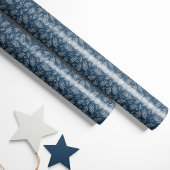 Papier Cadeau Elegant Holly & Berry Stems Blue