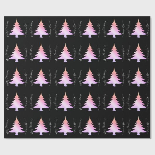 Papier Cadeau Élégant holographe motif de sapin de Noël (Plat)