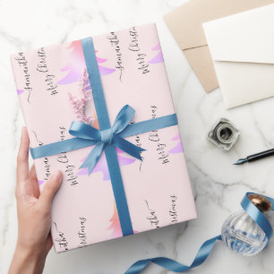 Papier Cadeau Élégant holographe motif de sapin de Noël