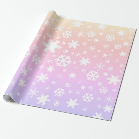 Papier Cadeau Élégant holographique motif de flocon de neige de (Déroulé)