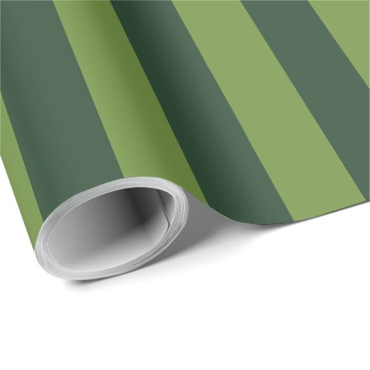 Papier Cadeau Elégant Hunter Green Garden Green Stripe (Coin rond)
