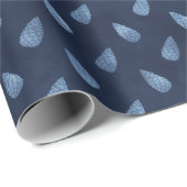 Papier Cadeau Elégant Ice Blue Christmas Pine Cones Cadeau (Coin rond)