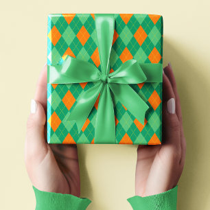 Papier Cadeau Elégant Jacquard vert et orange St Patrick's Day