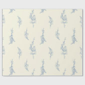 Papier Cadeau Élégant jaune pâle et bleu acier Botanique (Plat)