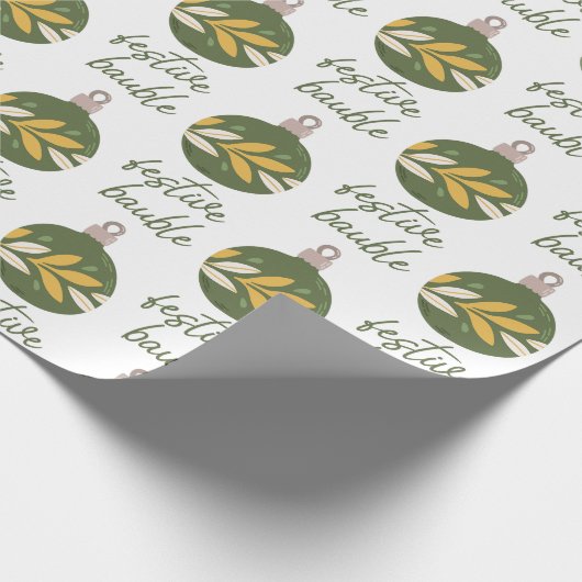 Papier Cadeau Élégant Jaune Vert Noël Festive Bauble (Coin)