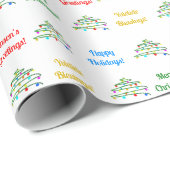 Papier Cadeau Elégant "Joyeux Noël" & Arbre de Noël (Coin rond)