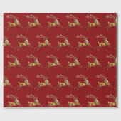 Papier Cadeau Élégant Joyeux Noël Gold Deer xmas festin pat (Plat)