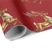 Papier Cadeau Élégant Joyeux Noël Gold Deer xmas festin pat (Coin rond)