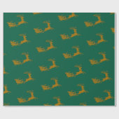 Papier Cadeau Élégant Joyeux Noël Gold père Noël Deer Sled xmas (Plat)