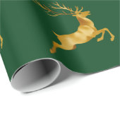 Papier Cadeau Élégant Joyeux Noël Gold Reindeer xmas festif (Coin rond)