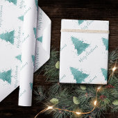 Papier Cadeau Élégant Joyeux Noël | Luxe Aqua Mint Splatter