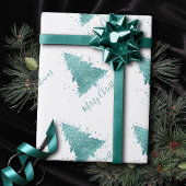 Papier Cadeau Élégant Joyeux Noël | Luxe Aqua Mint Splatter